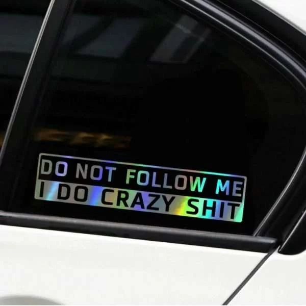 Adesivo Auto Sticker Arcobaleno "Non Seguirmi" 3X15Cm Rainbow Vinile