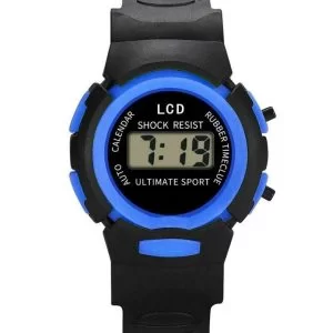 Orologio Digitale Bambino Bimbo Blue Nero Lcd Impermeabile Sport Multifunzione