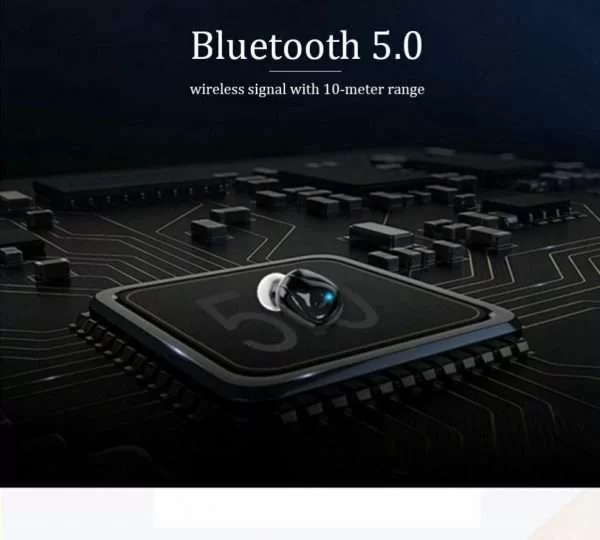 Auricolare In-Ear Bluetooth 5.0 Pearl Black Wireless Senza Fili Universale