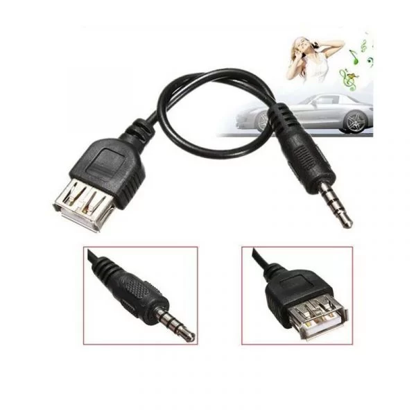 Cavo Audio Jack Maschio 3.5mm a USB 2.0 Femmina AUX Auto Mp3