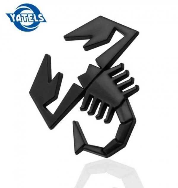 3D Sticker Auto Scorpione Full Black Punto Stilo 500 Emblema Metallizzato 6X6Cm