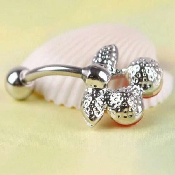 Piercing Ombelico Ciliege Strass Acciaio Chirurgico Orecchino Pancia Inox Barbel