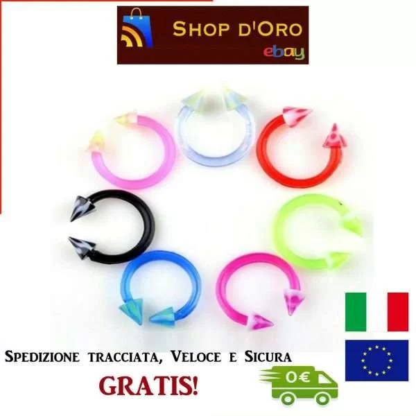 8 Pezzi Piercing Colorati In Silicone Anallergico Body Per Naso Labbra Orecchie