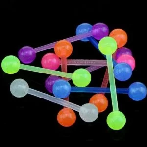 8 Pezzi Piercing Dritti In Silicone Anallergici Fluorescenti Uv Flessibili
