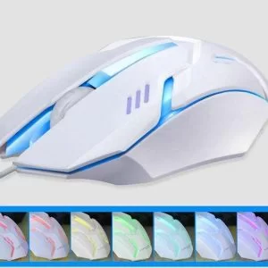 Mouse Gaming Con Filo Kebidu S1 Bianco 7 Colori Led Gamer Ergonomico 1000Dpi