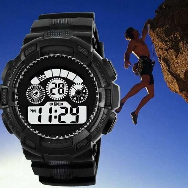 Orologio Digitale Uomo Led Movimento Quarzo Impermeabile Nero Retroilluminato