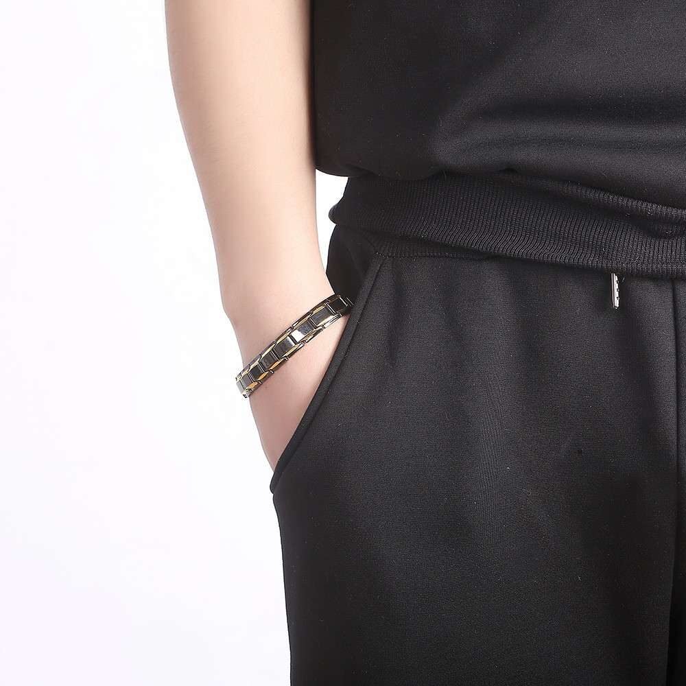 Bracciale Uomo Magnetico Titanio Super Forte Terapia Terapeutico Braccialetto
