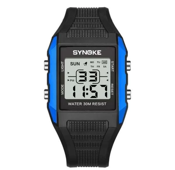 Orologio Digitale Synoke Alta Qualità Blue Digitale Quadrato Luminoso Waterproof