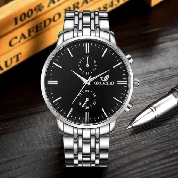 Orologio Uomo Orlando Alta Qualita' Acciaio Inossidabile Quadrante Nero Quarzo