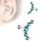 Piercing Acciaio Chirurgico Blue Strass Archetto Con Perno Anallergico 13Mm
