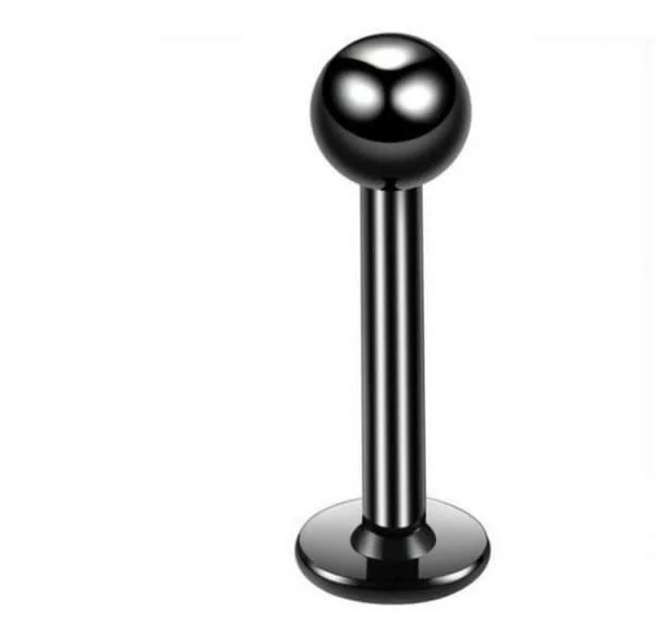 5 Pezzi Lotto Piercing Acciaio Chirurgico Lingua Labbro Nero Black Anallergico