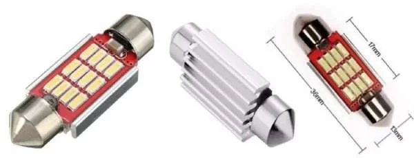 5 Lampade LED Siluro 36mm 12 SMD 4014 Canbus Xenon Luci BIANCO Interno Targa C5W