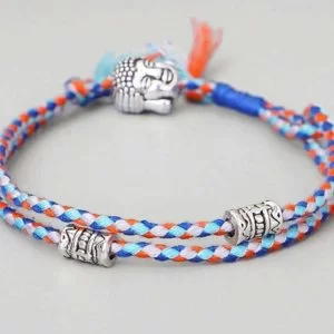 Bracciale uomo Buddista Tibetano in corda Buddha nodo da portafortuna con etnico