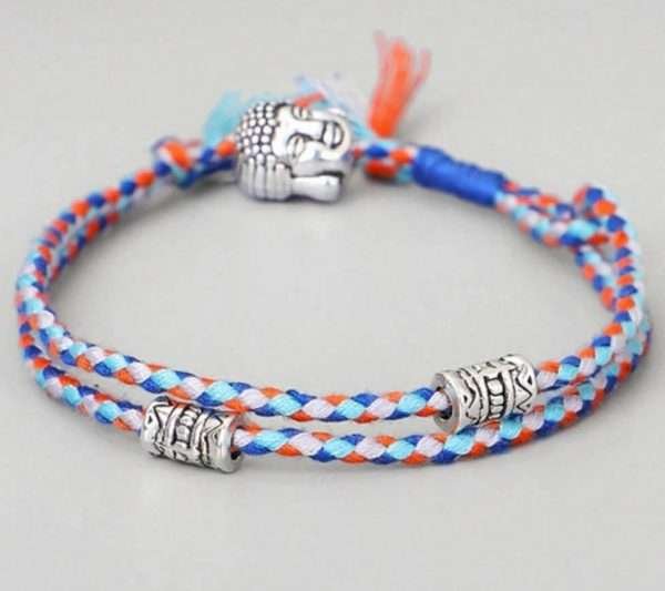 Bracciale uomo Buddista Tibetano in corda Buddha nodo da portafortuna con etnico