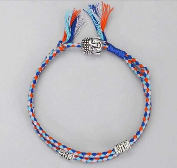 Bracciale uomo Buddista Tibetano in corda Buddha nodo da portafortuna con etnico