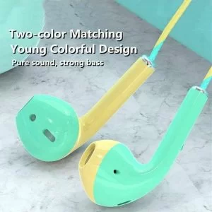 Auricolari Con Fili Colorato Verde Alta Qualita 3,5mm Bass In-Ear con Microfono