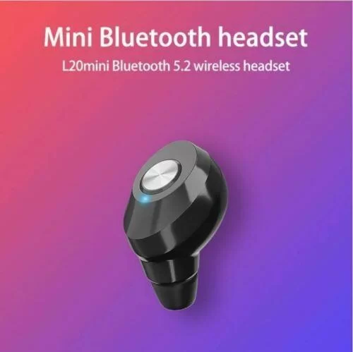Auricolare Singolo Bluetooth 5.2 Wireless Mini Elegante L20 50mAh In-Ear