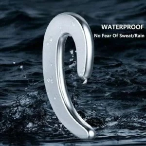 Auricolare A Gancio Bluetooth 4.2 Conduzione Ossea Waterproof Argentato Elegante