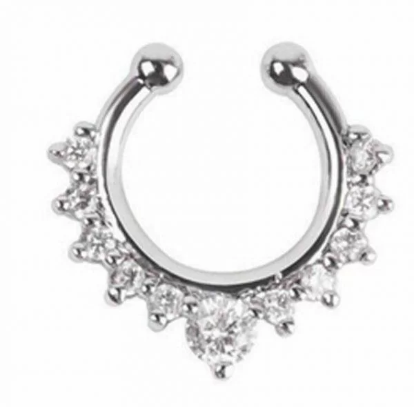 Anello Cerchio Piercing Naso Finto Placcato Argento In Lega di Zinco Fake
