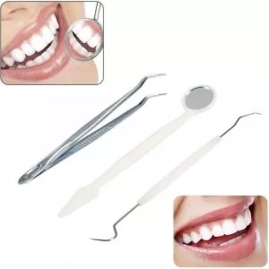 Set Attrezzi Per Dentista Pinza Specchio E Punteruolo Curvo
