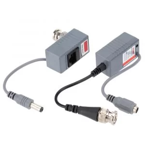 2 Ricetrasmettitori Video 1 Coppia Balun Rj45 To Bnc + Power Dvr Video Balun Bnc