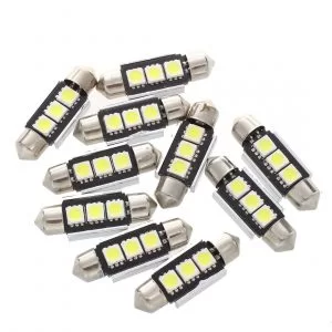 10 Lampadine Siluro 36Mm 3 Led Smd 5050 Non Da Errore Luci Auto Targa C5W