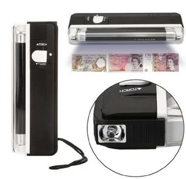 Rilevatore Banconote False 2 In 1 Uv Controlla Soldi Falsi Lampada Verifica