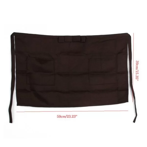 Grembiule Da Lavoro Corto Unisex Barista Ristorazione Cameriere Nero Bar