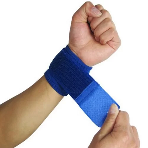 Tutore Polso Polsiera Blu Fascia Elastica Ortopedica Distorsione Mano Tendinite
