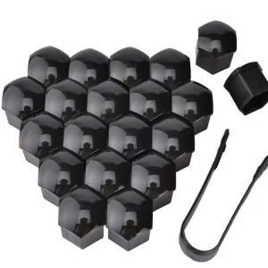 20X Copribulloni 17Mm Copri Bullone Plastica Nero Bulloni Tappo Ruote Auto Black